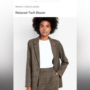 Relaxed Twill Blazer - Brown